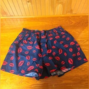 Navy Boxers with Red Lip Print